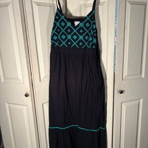 Ava Viv Black Dress with Blue Geometric Diamond Design Size 2X